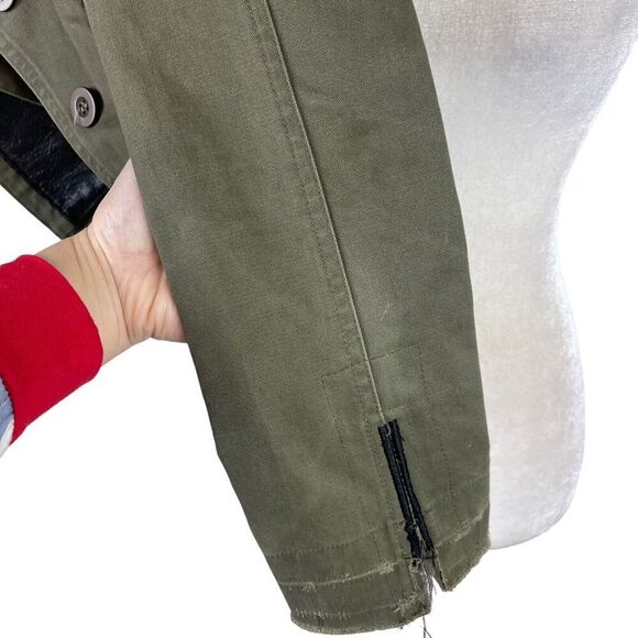 Jaded By Knight Womens Medium Olive Green Egal Leather Military Jacket Studded - Picture 16 of 16